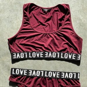 Sporty Lingerie Set in Wine Red